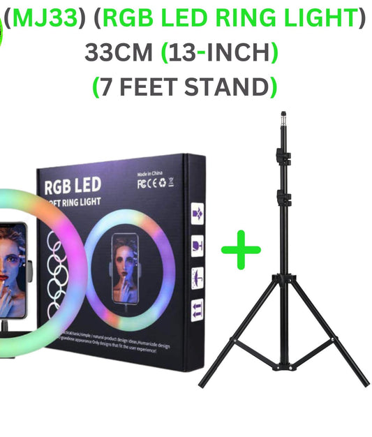 MJ33 33cm 13-inch RGB LED Ring Light with SEVEN Feet stand